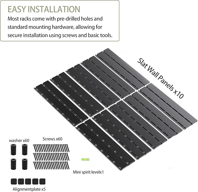 Gun Racks for Wall, Heavy-Duty Aluminium Slatwall Panels Gun Wall Mount Storage, 10 Pieces Panels