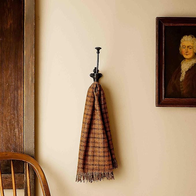 Mystic Colonial Rustic Cast Iron Wall Hooks – Heavy Duty Vintage Utility Hooks for Hanging Coats, Towels, Bags, Robes, Hats & More – Large Decorative Wall Mount Hanger, Pack of 10, Black