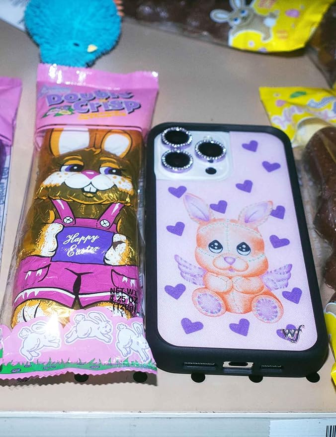 Wildflower Cases - Compatible with iPhone 13 Pro | Protective Black Bumper, 6.5ft Drop Test Certified, Women Owned Small Business | Purple, Hearts, Brown, Plush, Trendy | Love Stitched