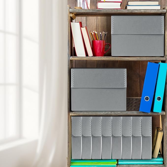 Lineco Archival Document Storage Box with Metal Edge, Acid-Free Gray Boxboard, Organize and Store Files, Prints, Photos, Letter-Sized Case 12.5" x 10.5" x 2.5" Wide