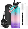 RAYMYLO Insulated Water Bottle 87 oz, Triple Wall Vacuum Stainless Steel (Cold for 48 Hrs), Leak Proof & Non-BPA, Modern Water Flask Jug with Paracord Handle & Straw Spout Lids, Hydrangea