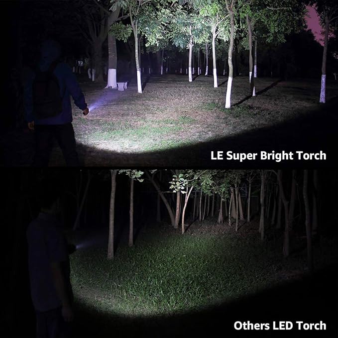 Lighting EVER LED Flashlights High Lumens, Small Flashlight, Waterproof, Adjustable Focus Flash Light for Outdoor, Emergency, Camping, AAA Batteries Included, 2 Pack