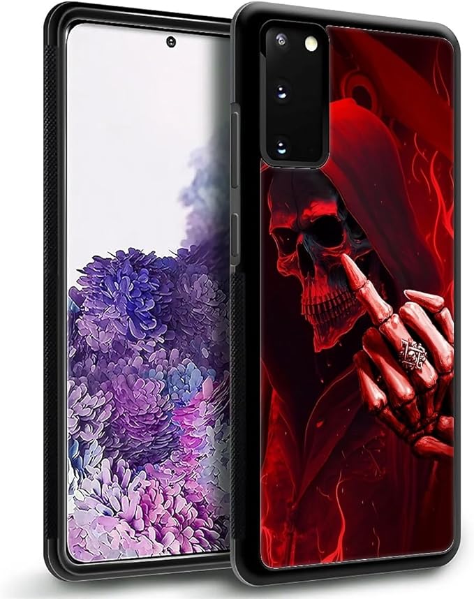 for Samsung Galaxy S20 Plus Case, Gestures Funny Skull Pattern Graphic Design Girl Boy Soft Silicone Hard Acrylic Shock Protection for Samsung Galaxy S20 Plus