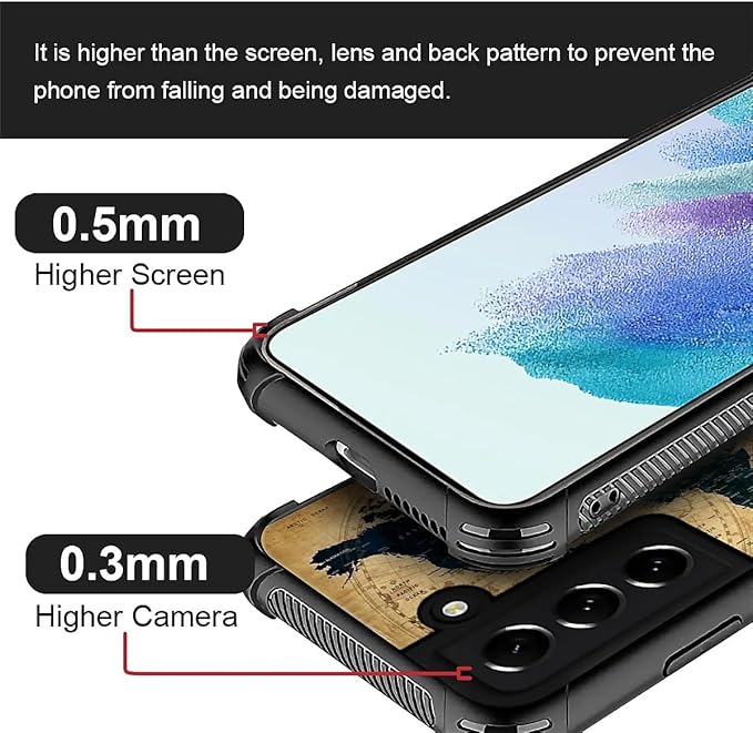 for Samsung Galaxy S21 Plus Case, Brown World Map Pattern Graphic Design Girl Boy Soft Silicone Hard Acrylic Shock Protection for Samsung Galaxy S21 Plus