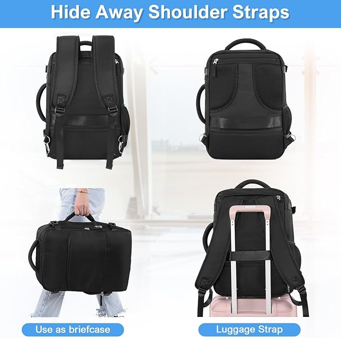 Sinaliy Travel Backpack for Men Women, Personal Item Travel Bag with Multi-Pockets, Airline Approved Carry on Backpack Fits 16inch Laptop, Waterproof Casual Backpack for College,Travel, Work