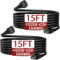 16/3 Indoor Extension Cord 15 FT 2 Pack, Black Extension Cord Flexible & Durable, 3 Prong Power Cable, Suitable for Home and Office, 13 Amp 1625 Watt 125VAC 16AWG, ETL Listed