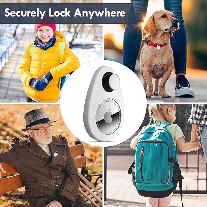 Lulaven Air Tag Holder for Kids Hidden 4 Pack GPS Tracker Case, Anti-Removal Silicone Case with Pins, Suitable for Children, Elderly, Pets, Backpack, Luggage (Black, Blue, White, Red)