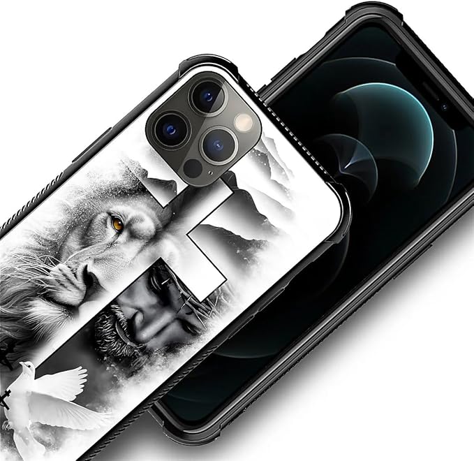 for iPhone 11 Pro Case, Lion Cross Jesus Christ Dove Pattern Made of Soft Silicone Hard Acrylic Shock Protection for iPhone 11 Pro