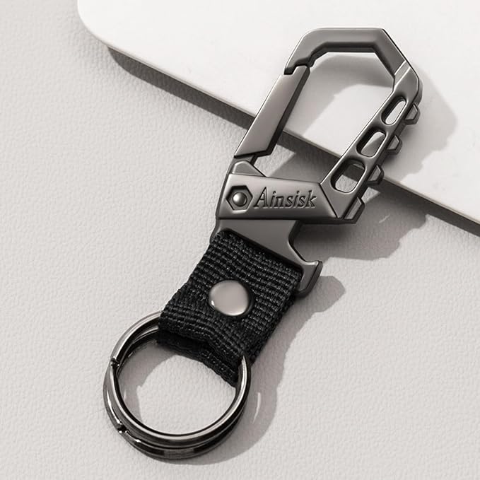 Heavy duty key chain,bottle opener function car keychains,versatile metal snap hook carabiner clip and 2 key rings