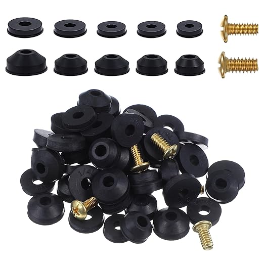 Xindojuz 58 PCS Hose Bib Repair Kit, Outdoor Faucet Washers Assorted Kit with Brass Screws, Flat and Beveled Washers Replacement Rubber Assortment Kits for Repairing Faucet Leak (Black)