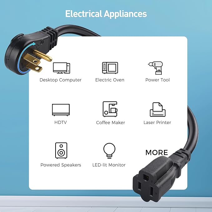 [ETL Listed] Cable Matters 2-Pack 16 AWG 360° Rotating Flat Plug Extension Cord - 6ft, 13A/1625W, Low Profile 3 Prong Power Extension Cords, NEMA 5-15P to NEMA 5-15R, Black