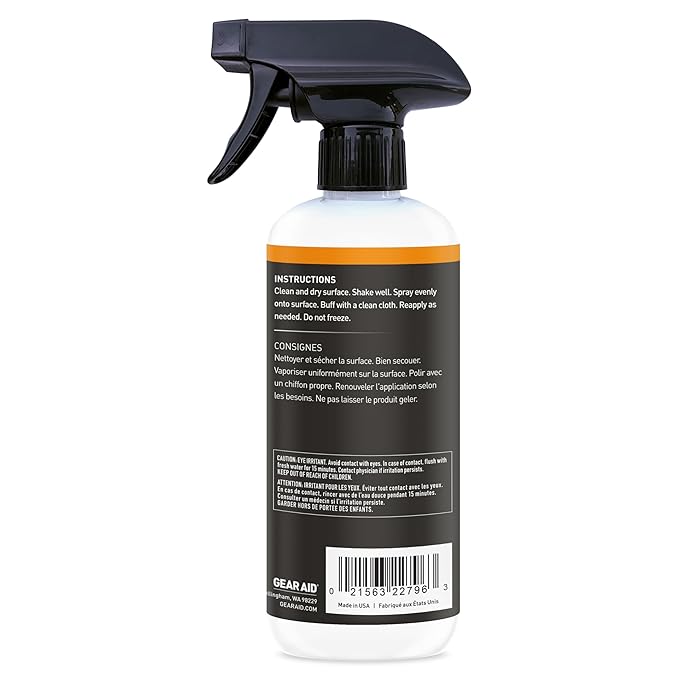 GEAR AID UV Protectant and Conditioner Spray, Apply to Outdoor Gear Made of Plastic, Vinyl, Neoprene such as Tents, Boat Covers, Kayaks and More to Prevent Cracking, Discoloration and Fading, 16.9 oz