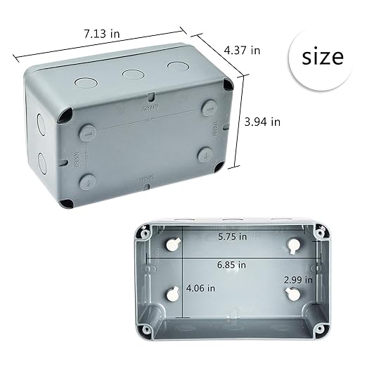 Nineleaf 4 PK ABS Plastic Dustproof Waterproof IP66 Junction Box Outdoor External Universal Electrical Project Enclosure Grey 181x111x100mm fit 20mm Cable Gland for Outdoor Use
