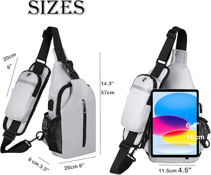 JENAGREEN Waterproof Sling Backpack Crossbody Sling Bag for Women Men, Multipurpose Travel Hiking Adjustable Chest Bag Casual Daypack