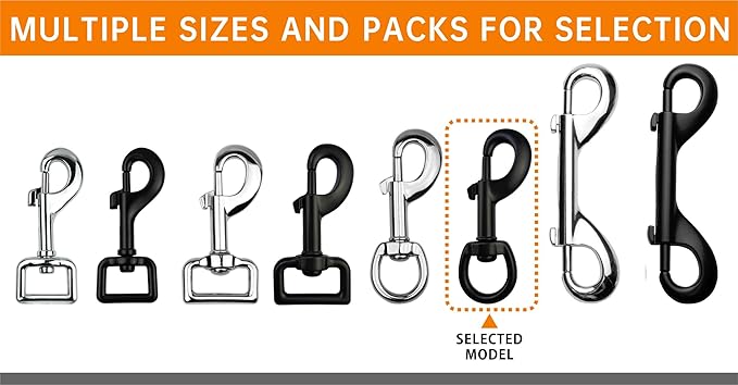 Garwor 3/4" Heavy Duty Swivel Snap Hooks Black Electrophoresis Coating, 4Pcs Dog Clips Trigger Snaps Dog Leash Hook Key Chain for Linking Pet Leash Flag Hooks
