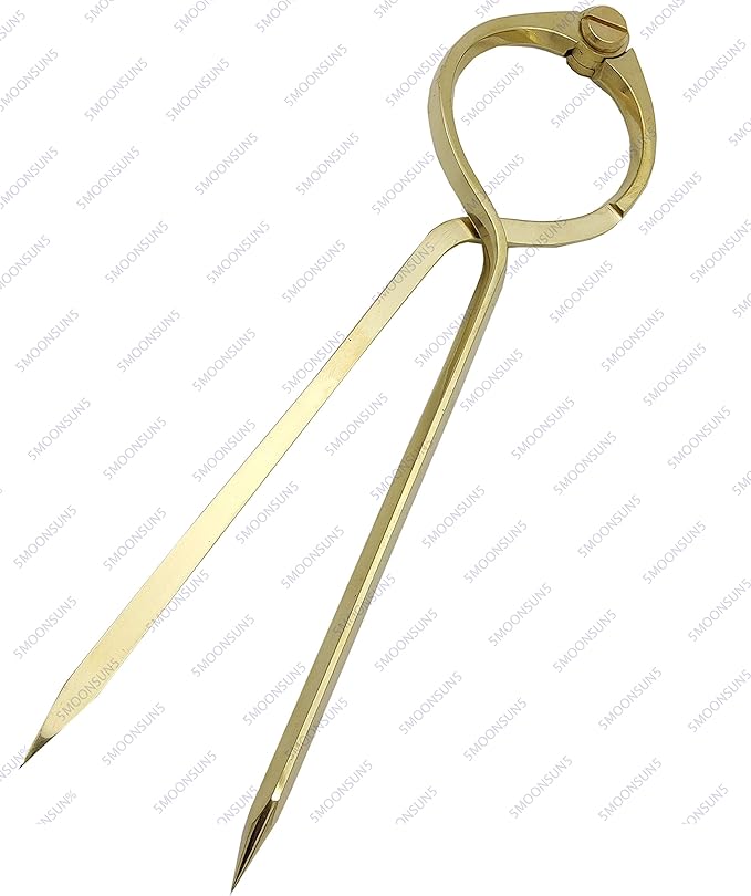 5MoonSun5's Vintage Navigation Straight Pattern Artist Divider Solid Brass Drawing Tool Professional 8” Long Divider Marine Navigation Compass with Handmade Leather case (8 inch Brass tip)
