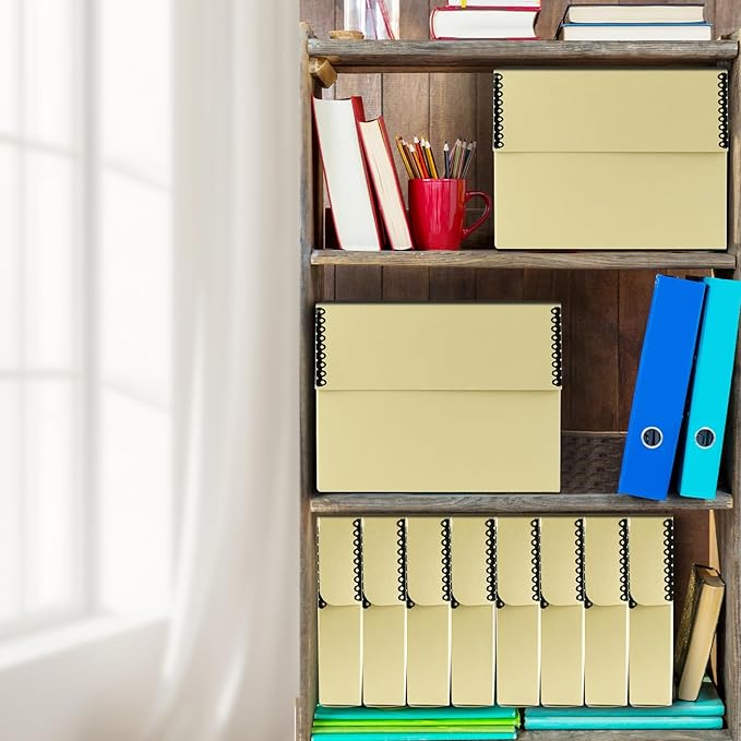 Lineco Archival Document Storage Box with Metal Edge, Acid-Free Tan Boxboard, Organize and Store Files, Prints, Photos, Letter-Sized Case 12.5" x 10.5" x 2.5" Wide, Pack of 2