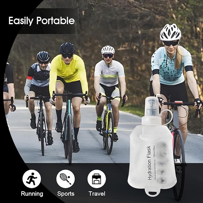 WILDREEDS 150ml Soft Flask, TPU Collapsible Soft Water Bottle for Hydration Pack, Running Vest, Folding Water Bottle for Hiking Cycling Climbing-1Pcs, White