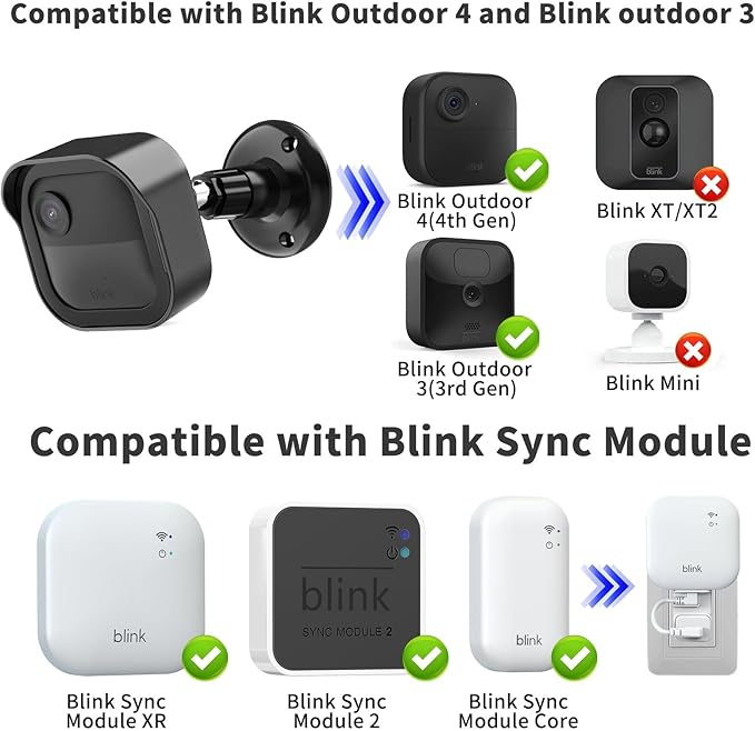 Blink Outdoor 4th Gen Camera Mount, 2Pack Weatherproof Housing and 360 Degrees Adjustable Bracket with Sync Module Mount for Blink Outdoor Camera System (White, Cameras not Included)