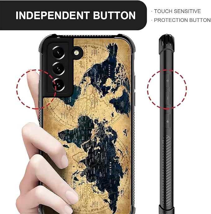 for Samsung Galaxy S21 Plus Case, Brown World Map Pattern Graphic Design Girl Boy Soft Silicone Hard Acrylic Shock Protection for Samsung Galaxy S21 Plus