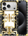 for iPhone 17 Pro Case Luxury Golden Decoration for Girl Women Soft TPU Shockproof Protective Hard PC Back for iPhone 17 Pro Crazy Pattern Gold Grain Flowers