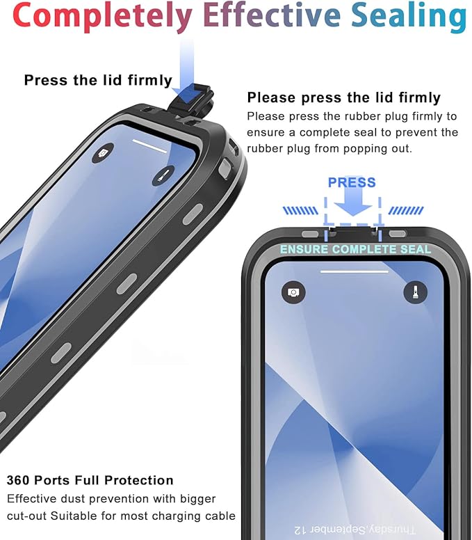 for iPhone 13 Case Waterproof Shockproof Dustproof Full-Body Sturdy with Camera Lens Protector and Built-in Screen Protector,Underwater Full Sealed Cover Protective for iPhone 13(Black)