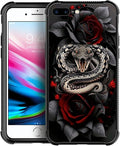 for iPhone 7 Plus/8 Plus Case, Entwined Rose Snake Pattern Graphic Design for Girl Boy, Soft Silicone Hard Acrylic Shock Protection