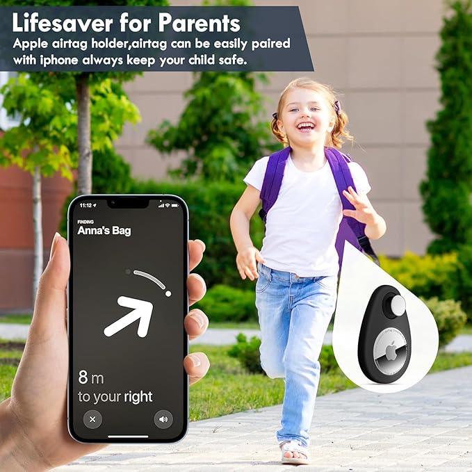 Airtag Holder for Kids Baby Toddler Child Hidden 2 Pack GPS Tracker Case, Anti-Removal Airtag Silicone Case with Safety Pins, Suitable for Children, Elderly, Pets, Backpack, Luggage