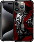 for iPhone 16 Pro Case, Red Ribbon Tiger Pattern Graphic Design Girl Boy Soft Silicone Hard Acrylic Shock Protection for iPhone 16 Pro