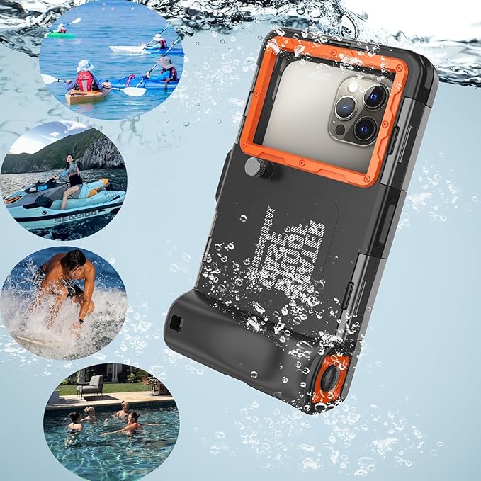 2026 Underwater Snorkeling Diving Phone Case for Phone 17/16/15/14/13/12Pro Max/Galaxy S25/S24/S23.(50ft/15m) Professional Scuba Dive Waterproof Case Underwater Photo Video（Black）