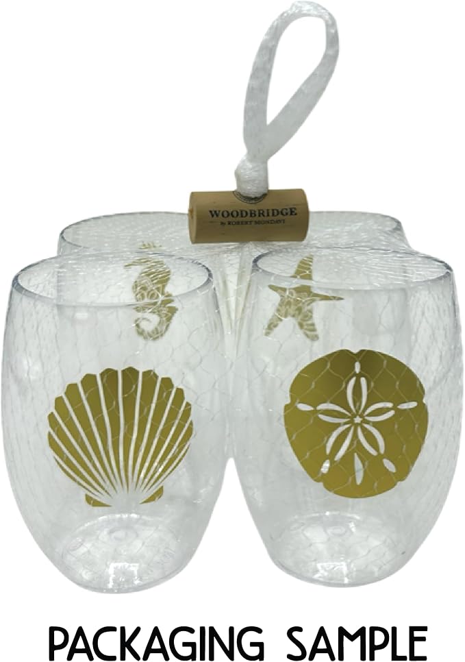 Set of 4 Shatterproof Designer 16 oz Plastic Wine Glasses MADE in the USA (LATER GATOR)