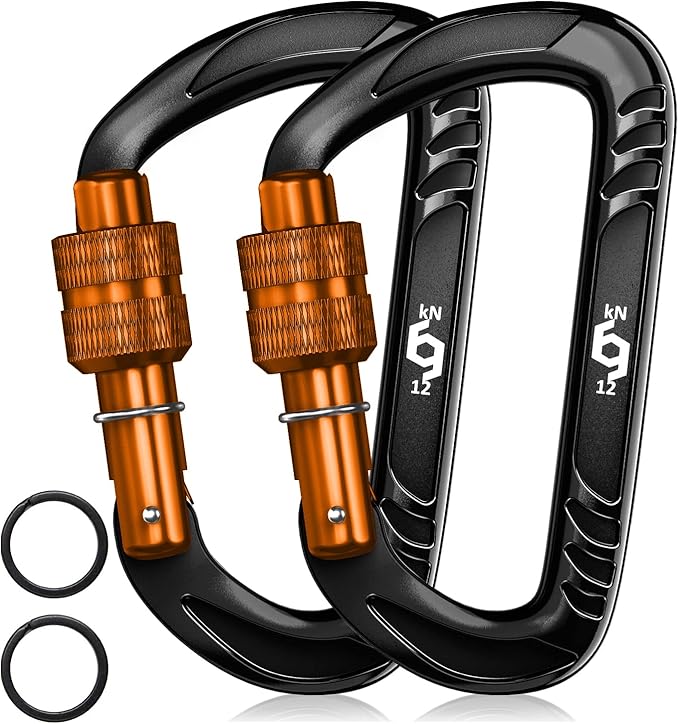 Rhino Produxs 12kN (2697 lbs) Heavy Duty Carabiner Clips, for Securing Pets, Outdoor, Camping, Hiking, Hammock, Dog Leash Harness, Keychains