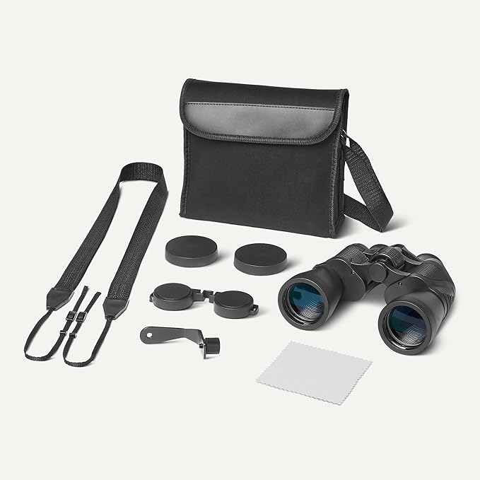 Amazon Basics 7x50 High Power Binoculars, Wide Field of View, FMC Optics, Tripod Compatible, BAK-4 Prism, Rubber Armor, Black