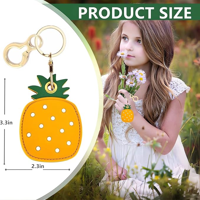 Leather Keychain Holder Case Compatible with AirTag,Cute air tag Cover with Keychain Ring,GPS Tracker Case for Keys