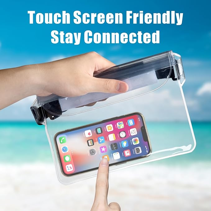 F-color Waterproof Fanny Pack - Cruise Essentials 2026 - Waterproof Pouch with Adjustable Waist Strap, Triple Zipper Roll-Top Dry Bag for Phone, Keep Passport Valuables Dry for Beach Kayaking Boating