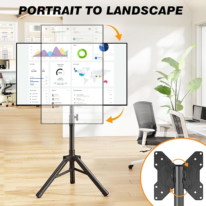 Tripod TV Stand for 23-75 inch Flat Screen/Curved TVs up to 100 lbs (22-50 Inch)