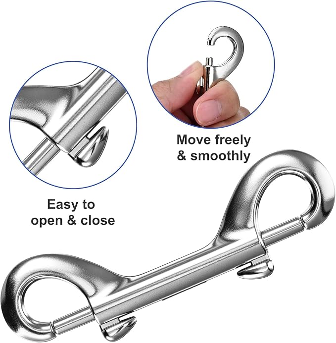 4 PCS Snap Hooks, 3.5 Inch Double Ended Snap Hooks Multipurpose Carabiners for Pets Leashes, Water Buckets, Keys & More Indoor Outdoor Use for Home & Farm