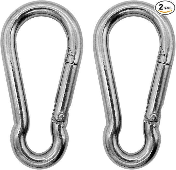 Marine Grade 316 Stainless Steel Carabiners Heavy Duty, Durable & Rust-Free Clips for Gym, Swing, Dog Leashes, Hammocks, Keychains, and More