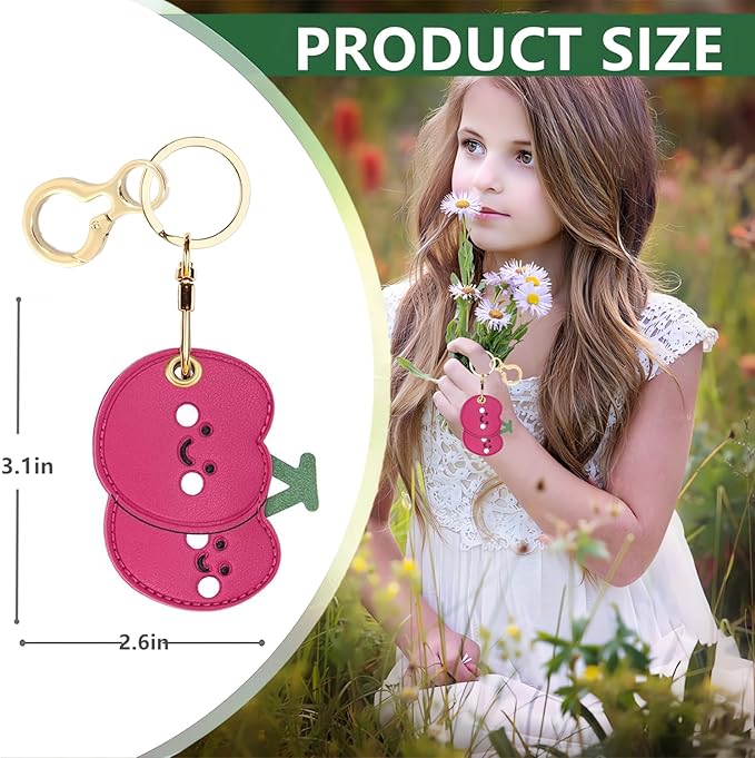 Leather Keychain Holder Case Compatible with AirTag,Cute air tag Cover with Keychain Ring,GPS Tracker Case for Keys