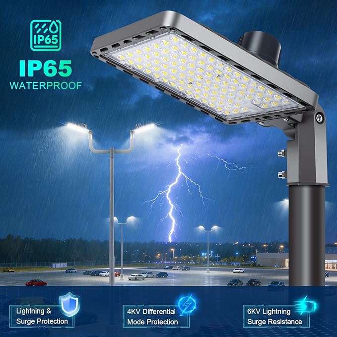 LED Parking Lot Light 240W/200W/180W, 36000LM Parking Lot Lights Outdoor 5 in 1 Dusk to Dawn Photocell IP65 Watereproof 100-277V LED Street Light Commercial for Stadium Barn Yard Lighting
