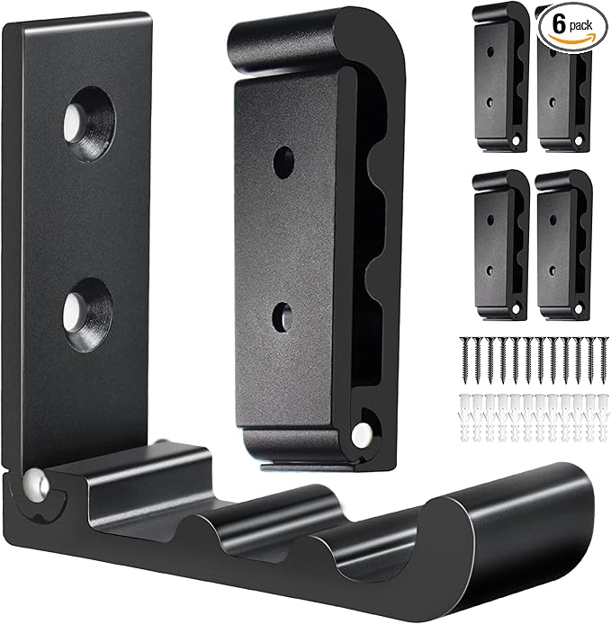 OHIYO 6 PCS Heavy Duty Folding Wall Hooks, Sturdy Black Wall Mounted Hooks for Coats, Towels, Backpacks, Bags, Space Saving Wave Design for Living Room, Bedroom Organization | Heavy Duty, Folding, Sturdy, Hooks, for Coats, Towels