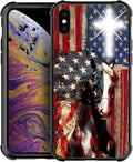for iPhone Xs Max Case, Red American Flag Horse Cross Pattern Graphic Design Girl Boy Soft Silicone Hard Acrylic Shock Protection for iPhone Xs Max
