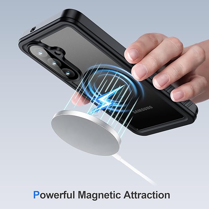 ANTSHARE for Samsung Galaxy S26 Case Waterproof, Built-in Lens & Screen Protector, [Compatible with MagSafe] Shockproof Dropproof Translucent Matte Full Body Phone Case for S26 6.3"- Black