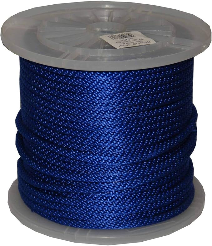 T.W . Evans Cordage 5/8" X 200' Blue Solid Braid Propylene MFP Derby Rope