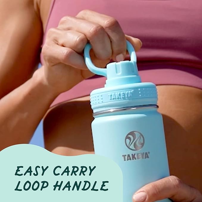 Takeya Actives Stainless Steel Water Bottle, Insulated Spout Lid, Keeps Drinks Cold 24 Hrs, Leakproof, Durable, Dishwasher Safe, Ideal for Gym, Travel, Fits Most Cup Holders, 22 oz/Midnight Blue