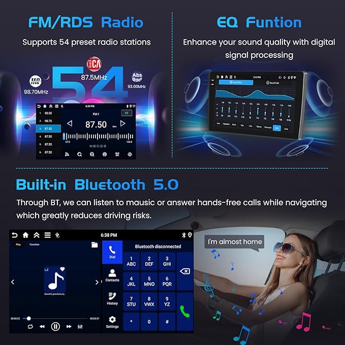 Inefala 4+128G Radio for Jeep Compass Patriot 2007 2008 2009 Android 15 CarPlay Car Stereo Touchscreen 10.1" Incell Android Auto GPS EQ 15UI Backup Camera