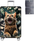 Luggage Cover Protector for 22-24 Inch Suitcases, TSA Approved Elastic Travel Suitcase Covers, Anti-Scratch Washable Luggage Sleeve for Carry On & Checked Bags, Excited Cat