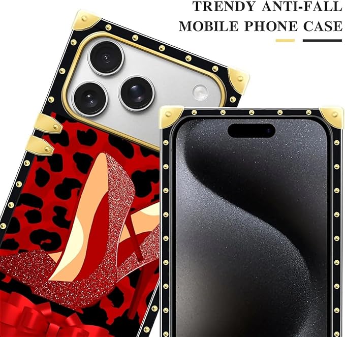 for iPhone 17 Pro Case Luxury Golden Decoration for Girl Women Soft TPU Shockproof Protective Hard PC Back for iPhone 17 Pro Crazy Pattern Elegant High Heels