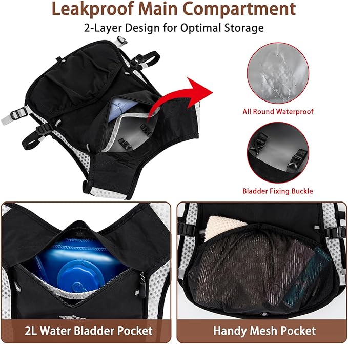ITIEZY Running Vest for Women Men, 5L Hydration Backpack Lightweight Running Water Vest with Leak-Proof Bladder Sleeve for Marathon, Trail, Cycling, Hiking, Jogging