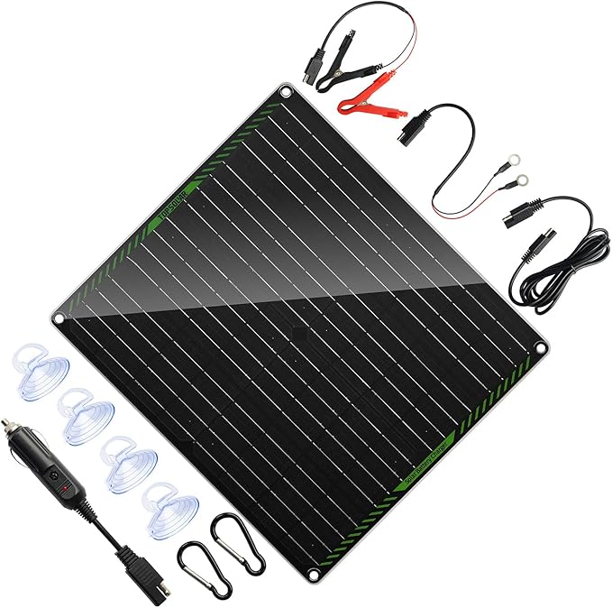 Topsolar 20W 18V Solar Panel Portable Battery Charger/Maintainer for Car, Motorcycle, Boat, RV, Trailer, Snowmobile